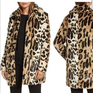Leopard faux fur coat